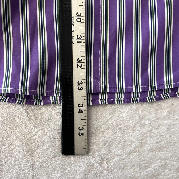 Polo by Ralph Lauren Shirt Mens 17.5 Purple Striped Long Sleeve Button Up Regent - Picture 7 of 8